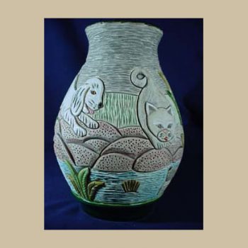 VA02 Rinconada Vase Cat, Puppy mouse